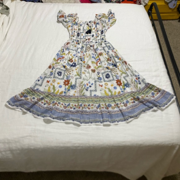 Off-Shoulder White Floral Midi Dress - Picture 2 of 5